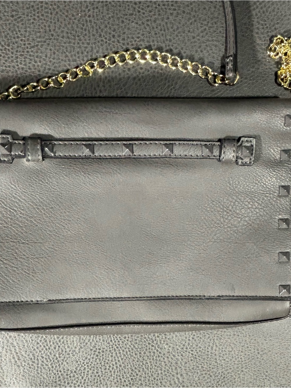 Neiman Marcus Grey Studded Crossbody Clutch Purse Chain Strap Envelope Bag - Picture 2 of 14